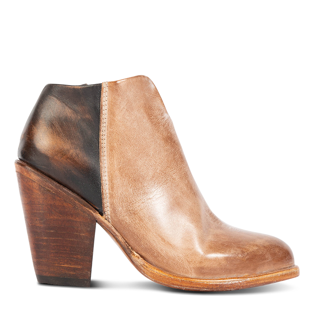 detroit womens heeled back zip bootie taupe