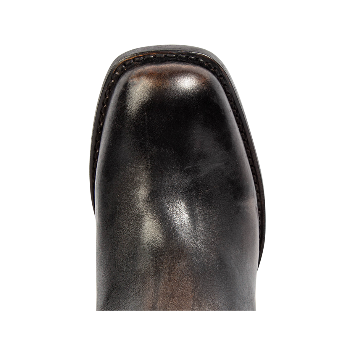 Top view showing a square toe on FREEBIRD women's Dillon black leather boot