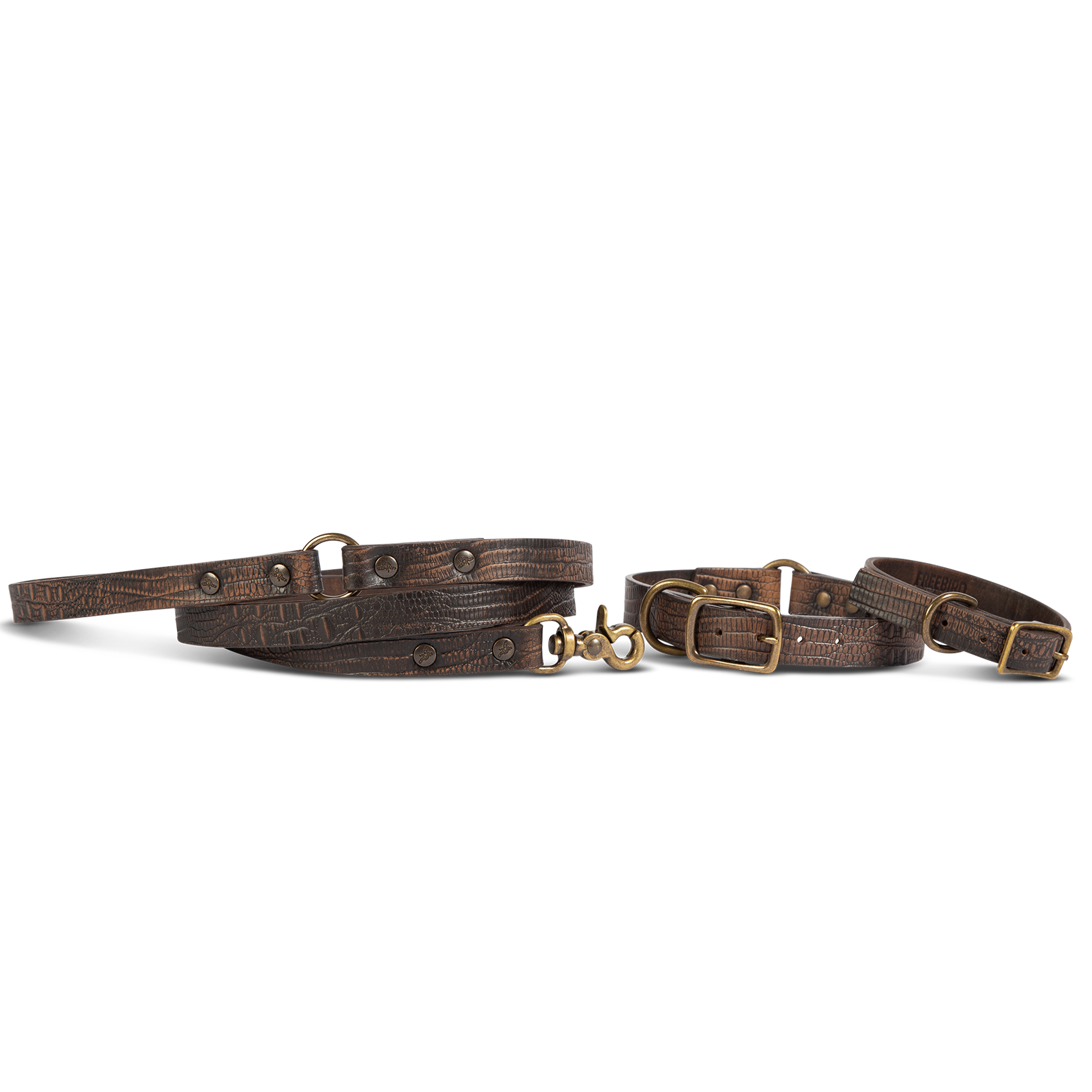 FREEBIRD brown distressed leather dog collar with an adjustable neck strap