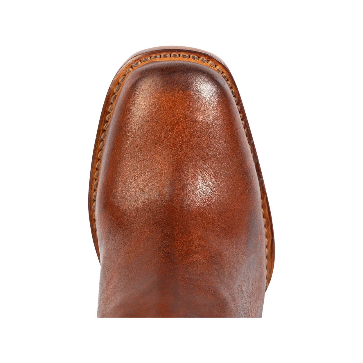 Top view showing square toe construction on FREEBIRD women's Dreamer whiskey leather bootie