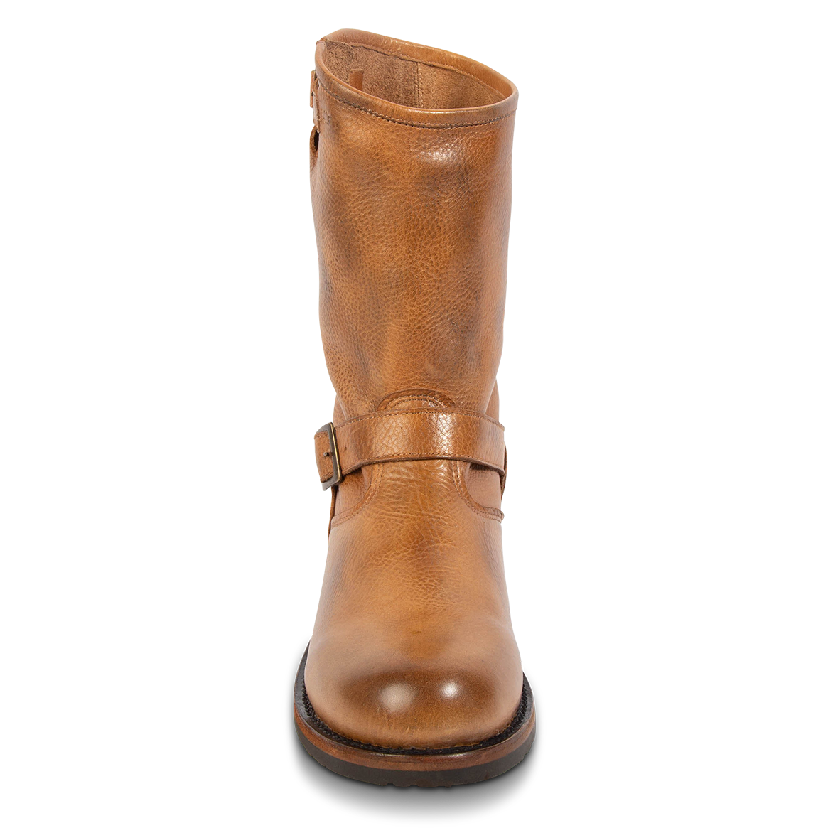 Front view showing buckle straps on FREEBIRD men's Easton tan tall boot