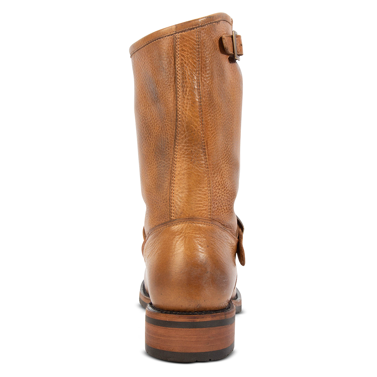 Back view showing low heel on FREEBIRD men's Easton tan tall boot