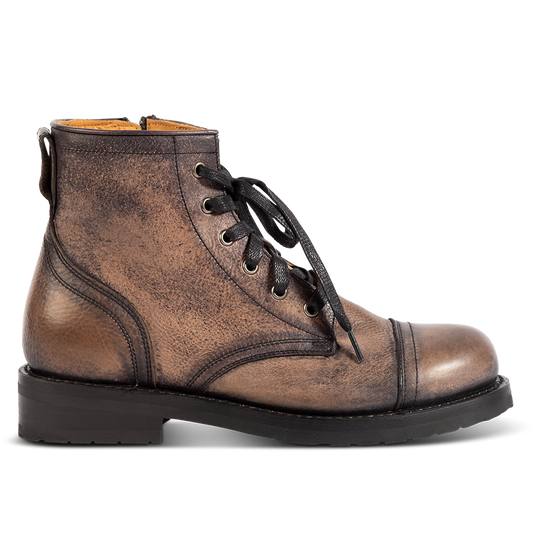 FREEBIRD mens Eli black cap toe front lacing rubber tread sole leather boot
