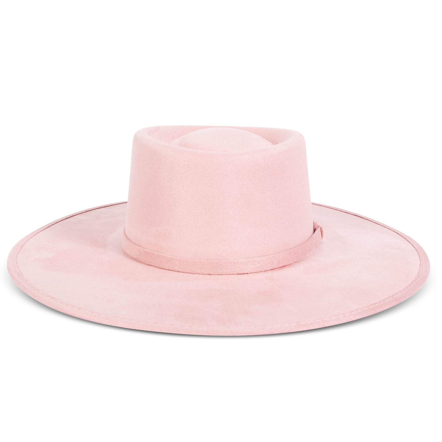 FREEBIRD Georgia pink flat wide-brim hat featuring telescope-shaped crown and tonal ribbon band