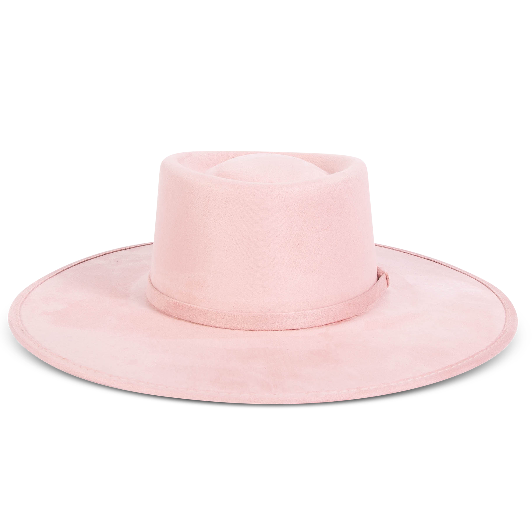 FREEBIRD Georgia pink flat wide-brim hat featuring telescope-shaped crown and tonal ribbon band