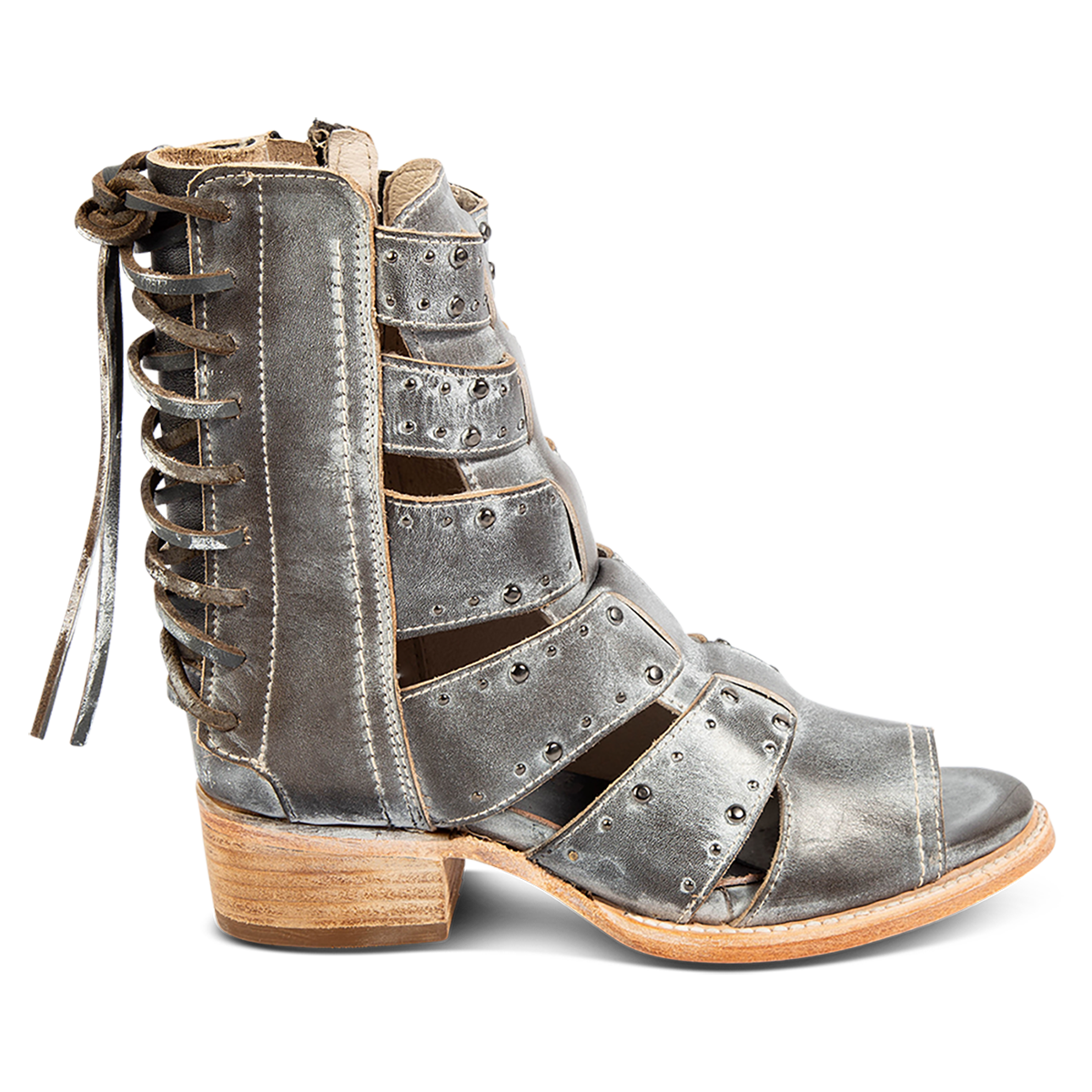 FREEBIRD women's Ghost ice sandal with an inside working brass zipper, back panel lacing and an exposed exterior