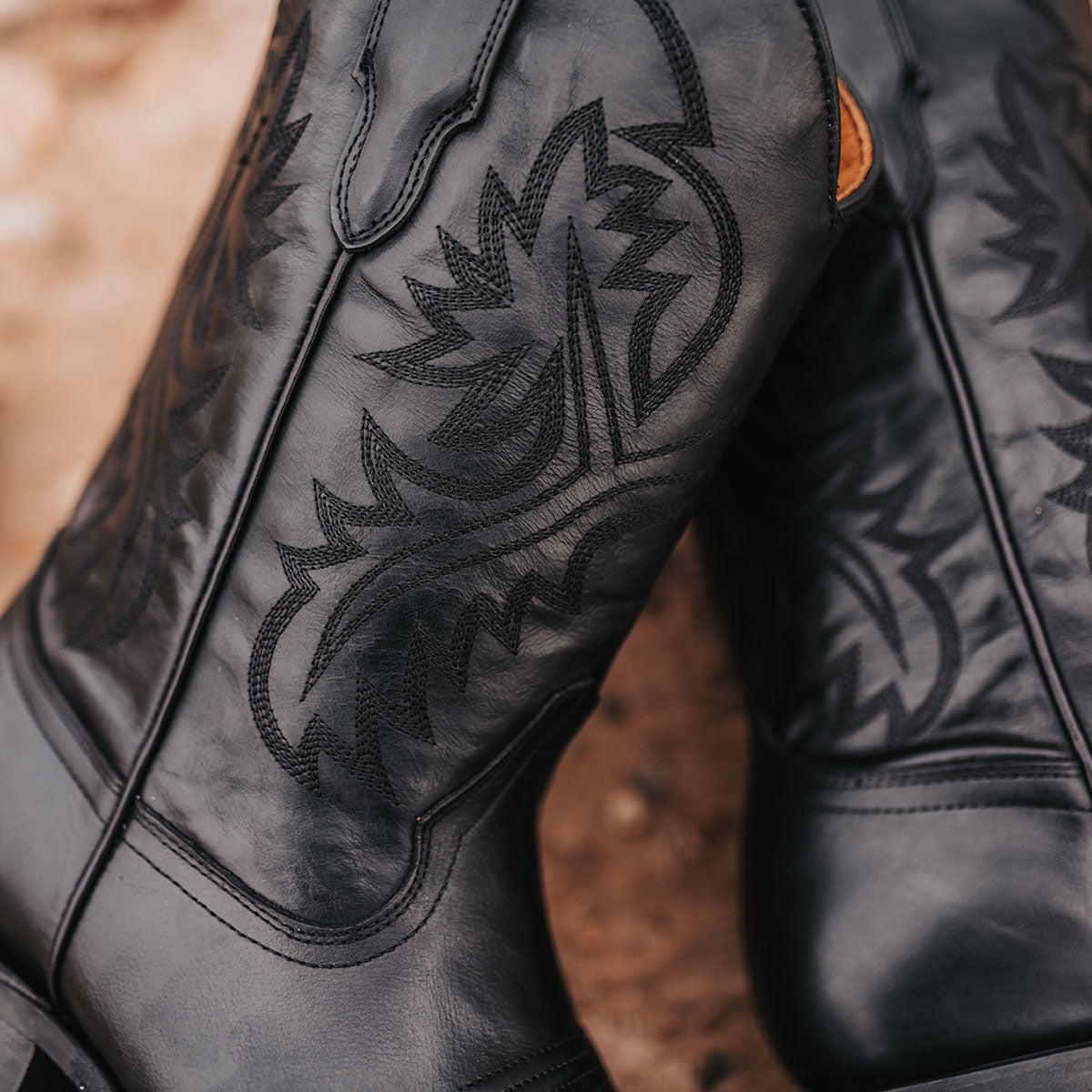 FREEBIRD men's Heritage black leather boot with square toe construction, leather pull straps and tread sole