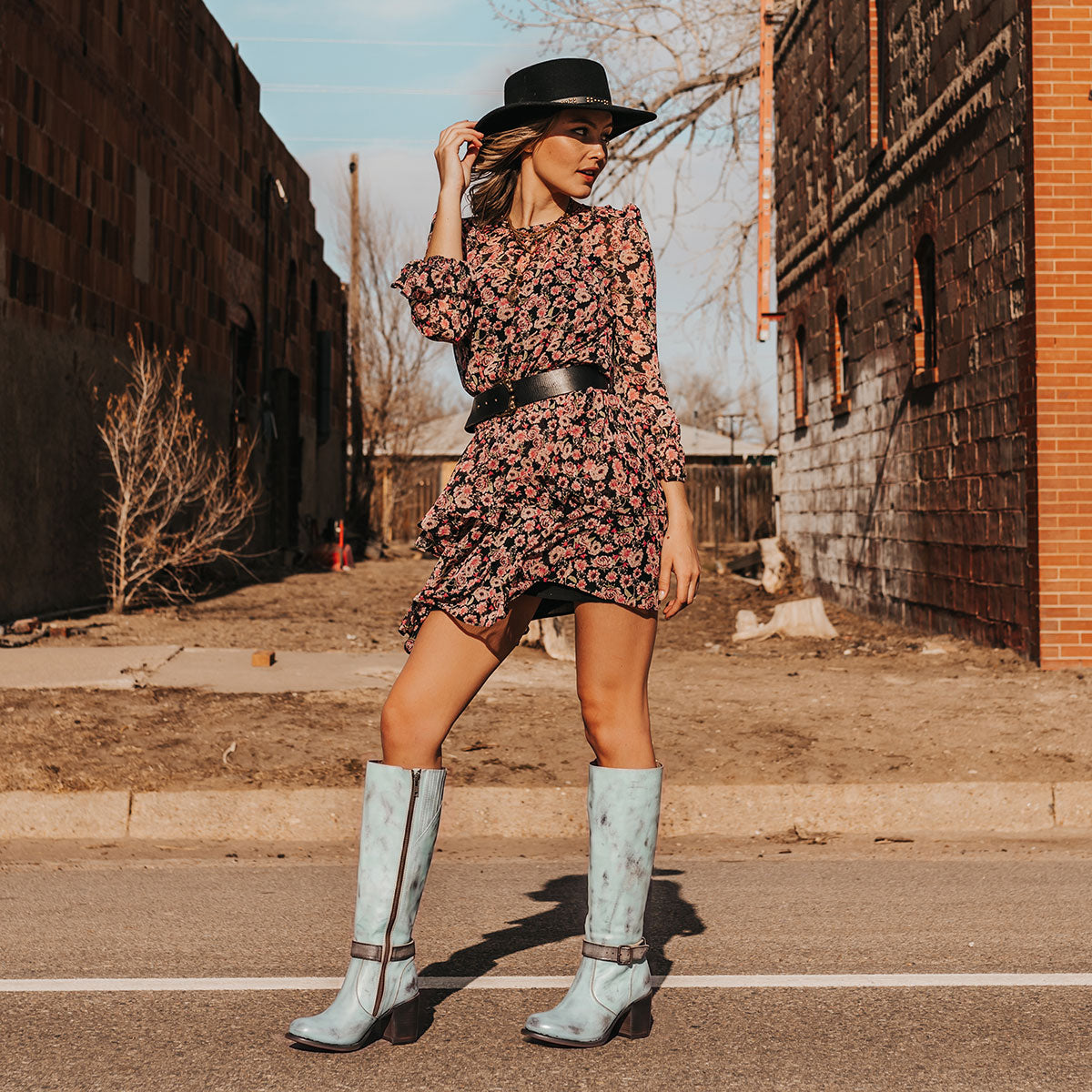 HOLLAND Tall Leather Boots Blue | Freebird Stores