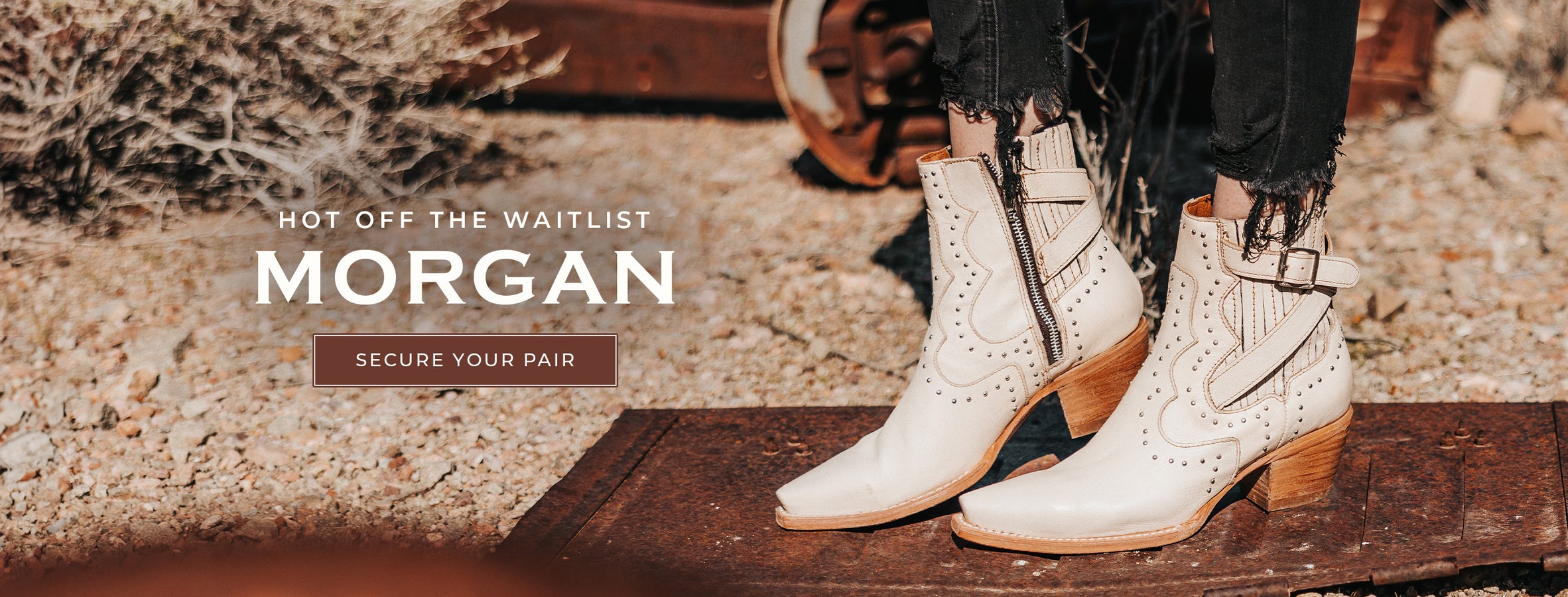morgan western exclusive studded leather bootie beige