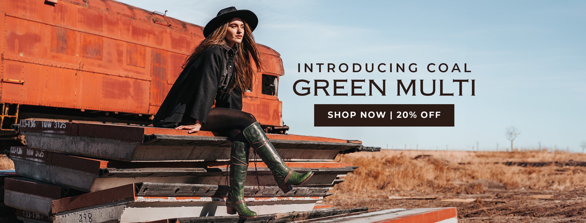 coal back lace up adjustable wide calf leather boot green multi