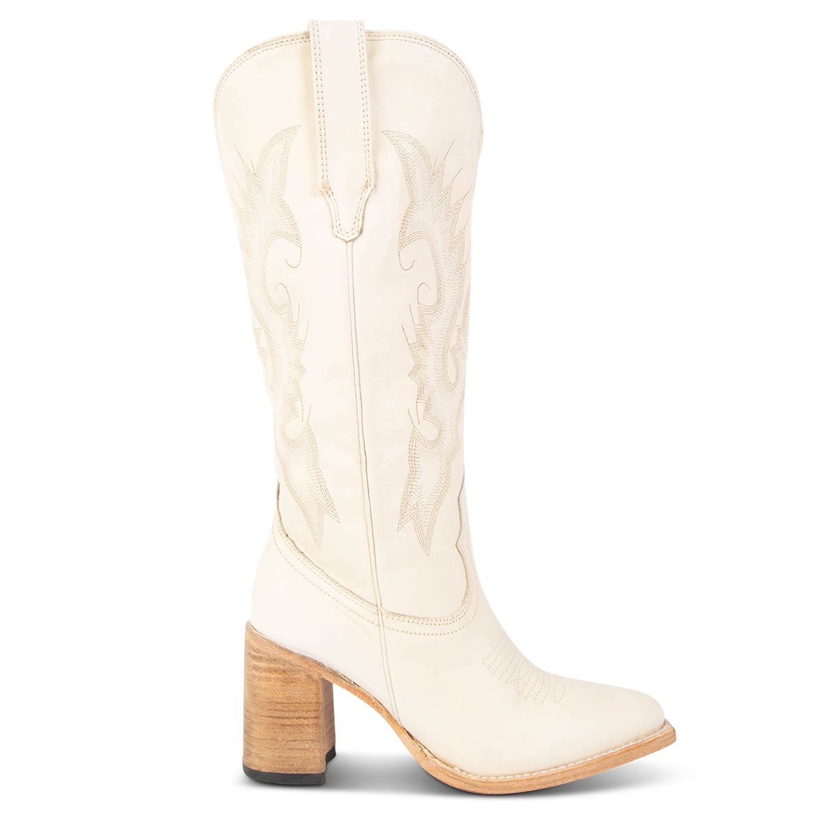 FREEBIRD women's Jackson beige leather high heel western boot with stitch detailing