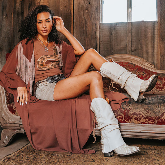 FREEBIRD women's Jules white snake leather high flare heel western boot with stitch detailing and back lacing lifestyle