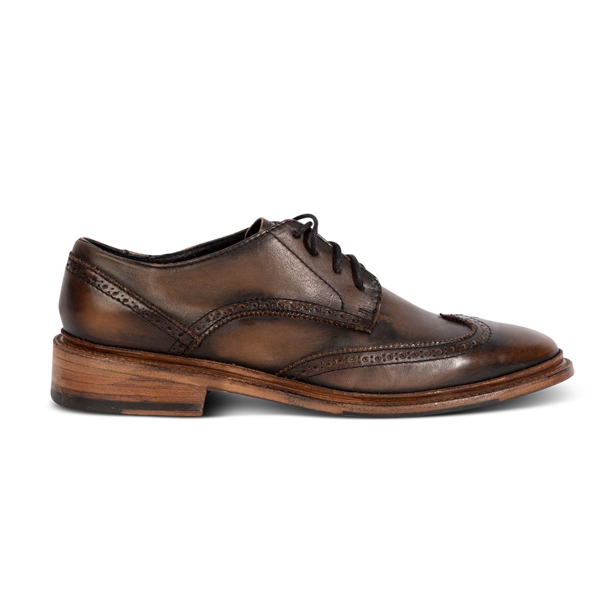 FREEBIRD men's Kensington black distressed lace dress shoe with an wingtip toe 