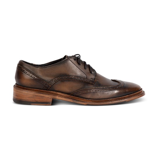 FREEBIRD men's Kensington black distressed lace dress shoe with an wingtip toe 