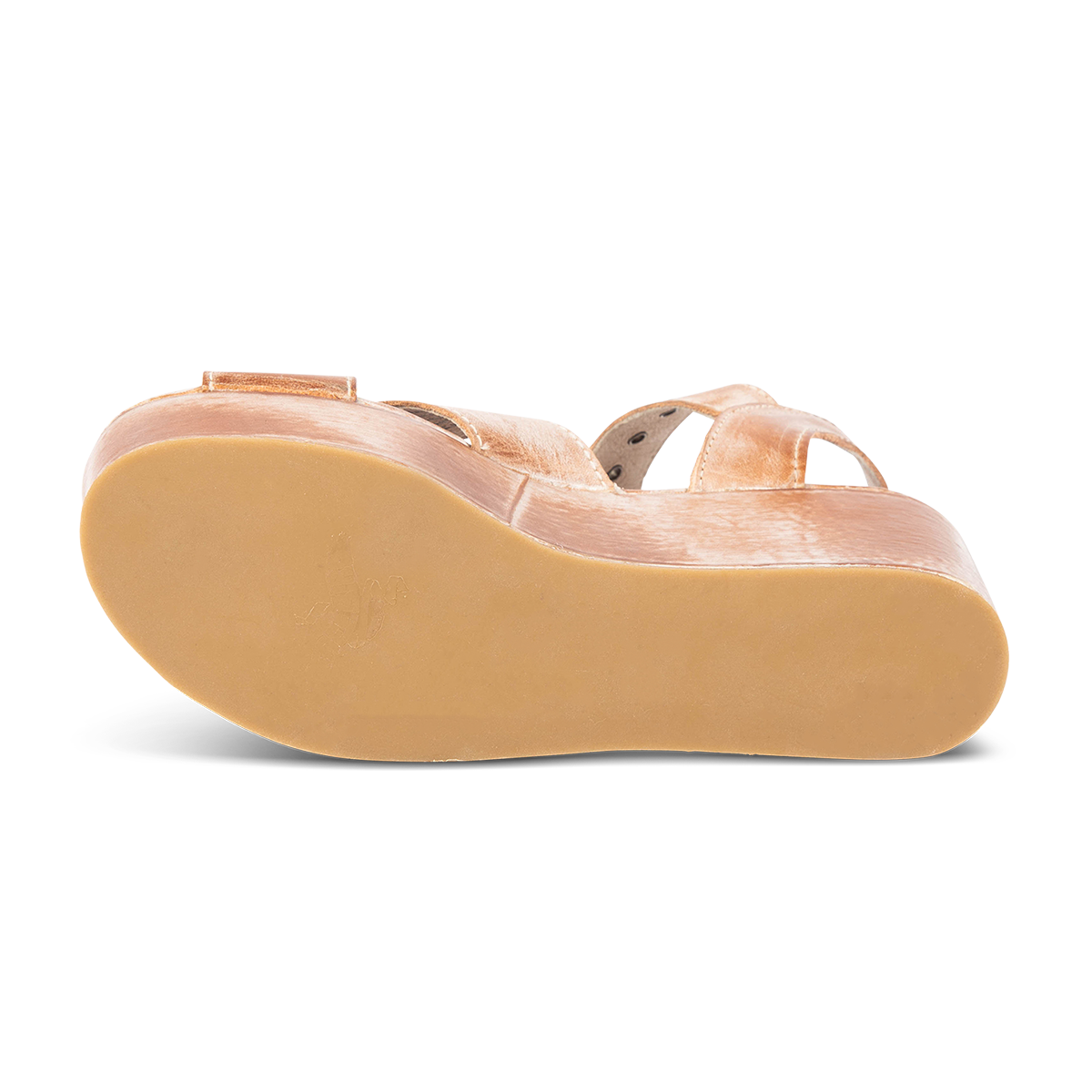 Rubber sole imprinted with FREEBIRD on women's Larae taupe platform sandal