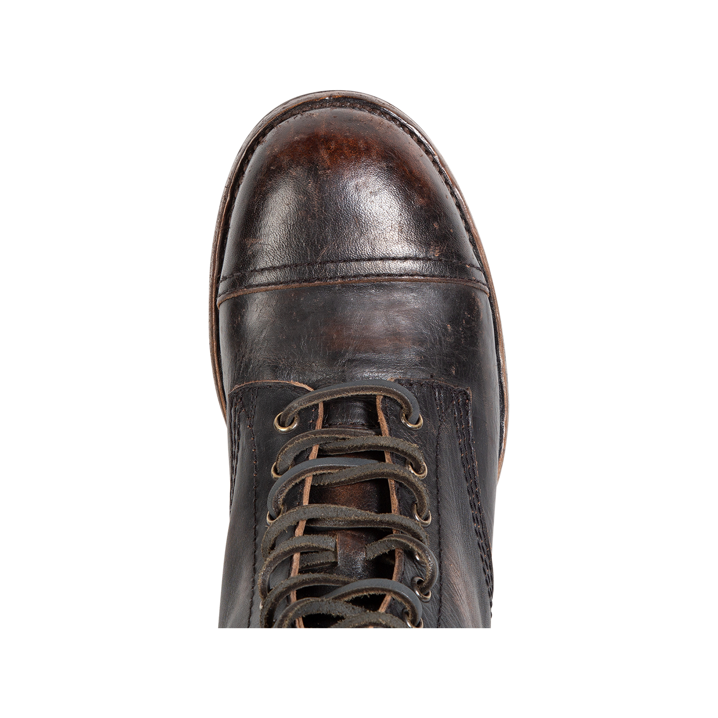 Rubber and leather sole imprinted with FREEBIRD on men's Leavenworth black distressed leather boot