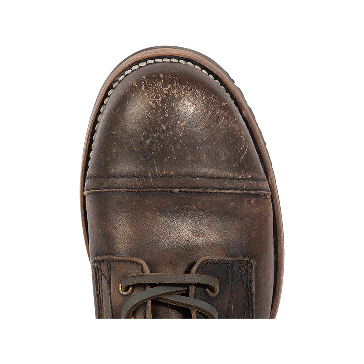 Rubber and leather sole imprinted with FREEBIRD on men's Leavenworth black distressed leather boot