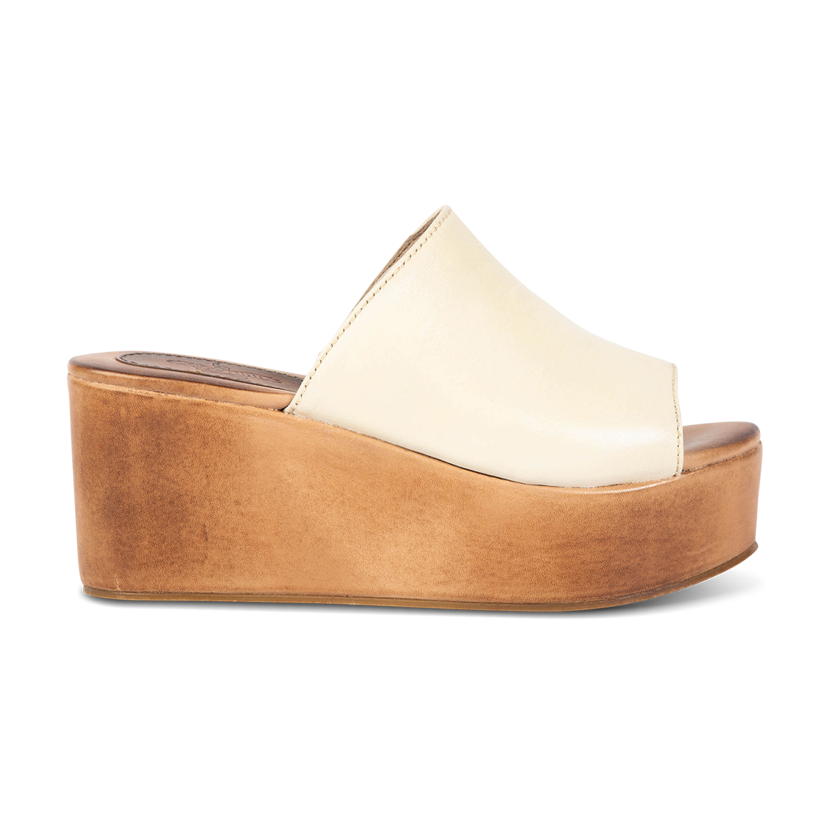 FREEBIRD women's Loveland beige slip-on wedge sandal with platform heel