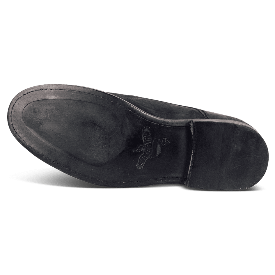 Leather sole imprinted with FREEBIRD on men's Lowell stone shoe 
