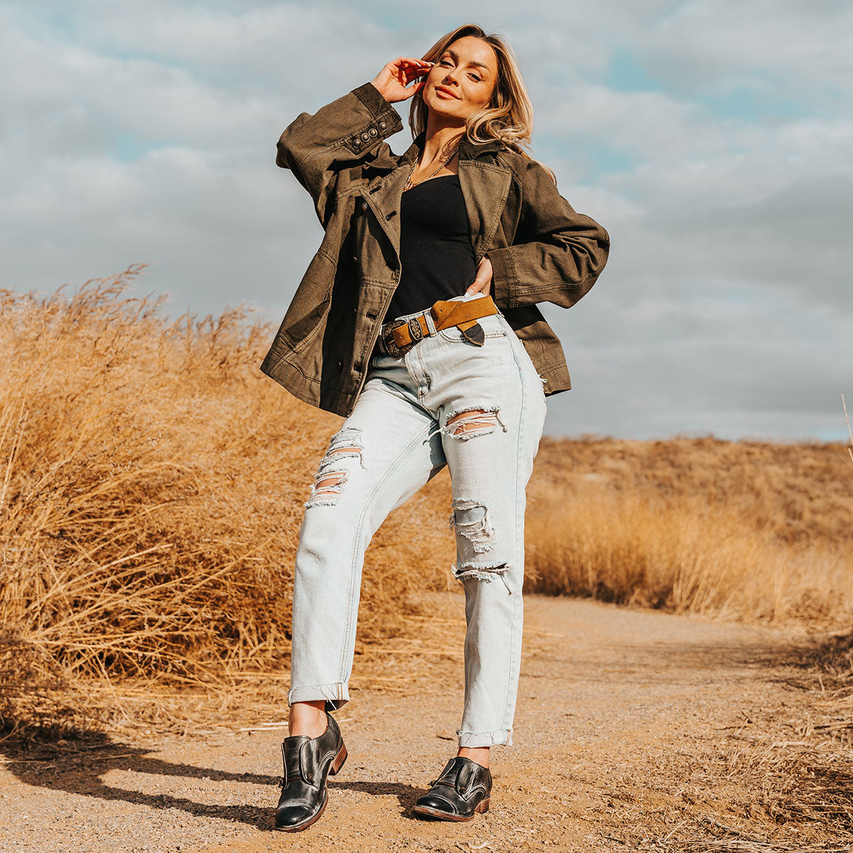 FREEBIRD women's Mabel black low heel slip on oxford lifestyle image