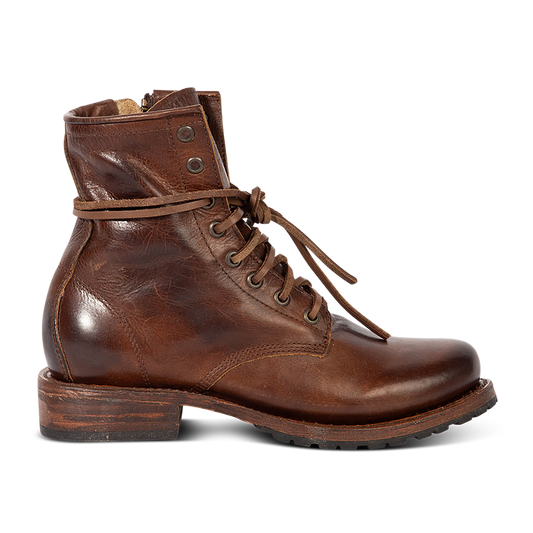 Freebird women's MANCHESTER cold brew leather combat bootie with an inside brass zipper, low heel & tread sole