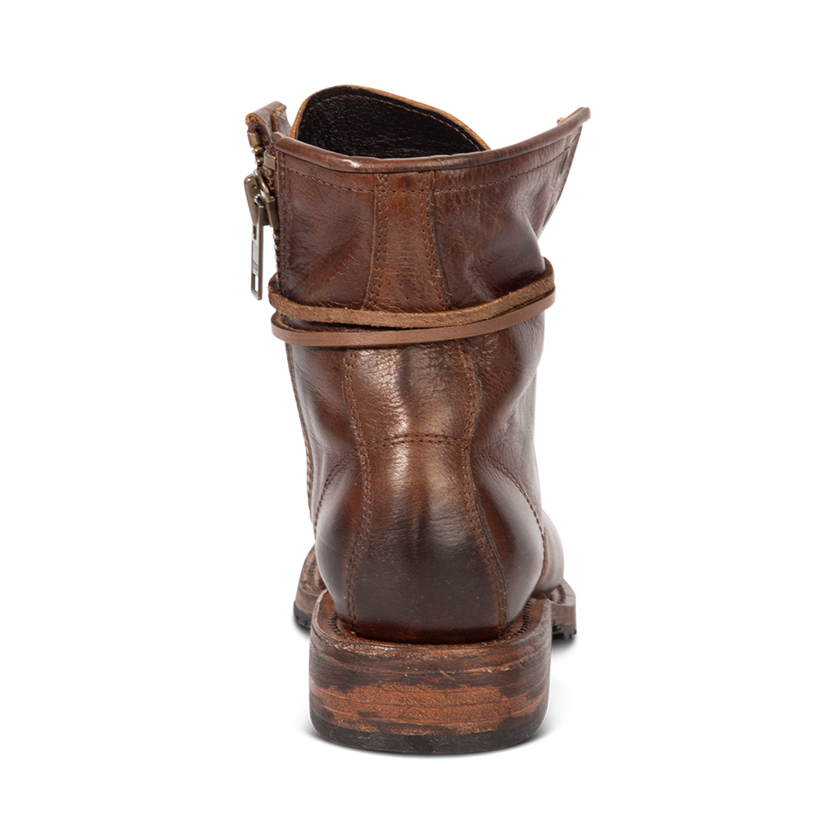 Back view showing Freebird women's MANCHESTER cold brew leather combat bootie with a low heel