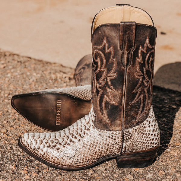 Gray Python Boots Marshall Men's Cowboy Boots Grey Python | Freebird Stores | Shop Men's ...
