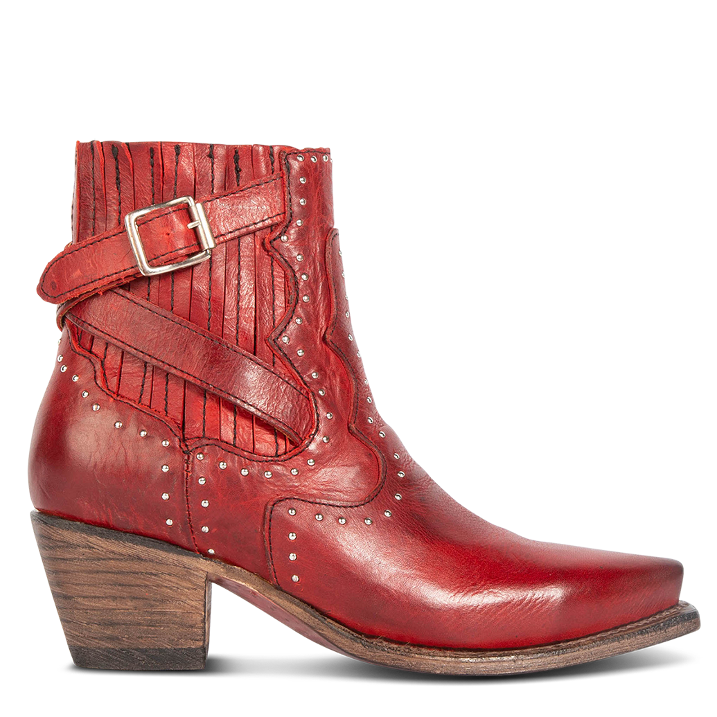 morgan western exclusive studded leather bootie red
