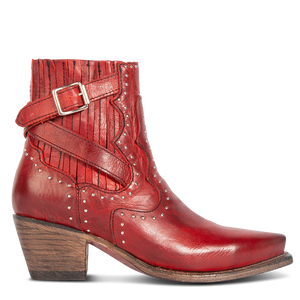 morgan western exclusive studded leather bootie red