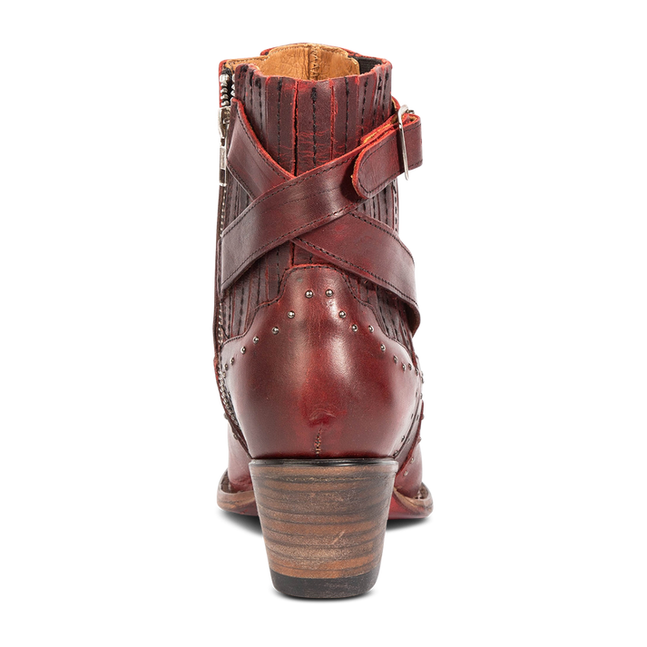 MORGAN Women's Western Exclusive Studded Leather Bootie Red | Freebird ...