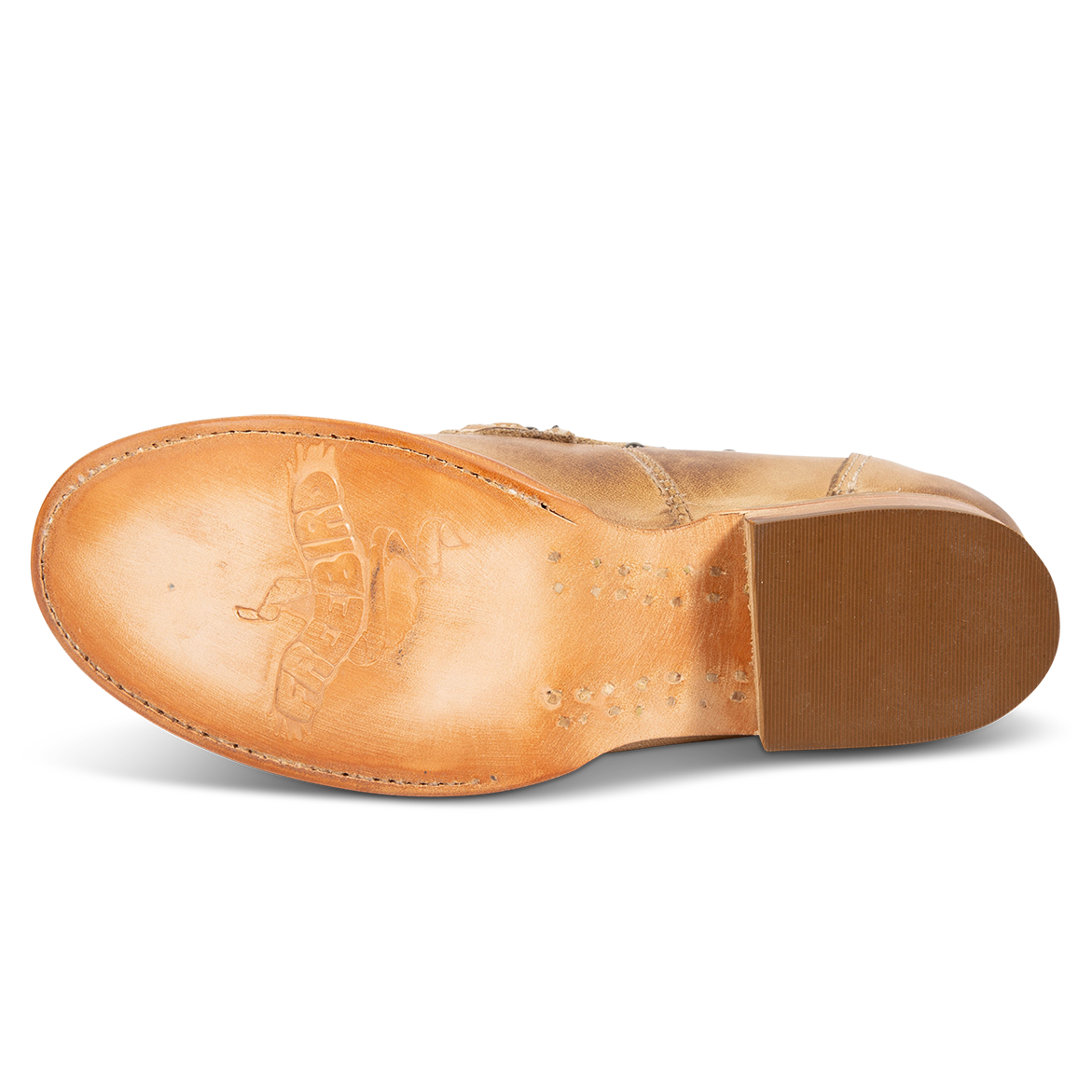 Leather sole imprinted with FREEBIRD on women's Myla beige leather loafer