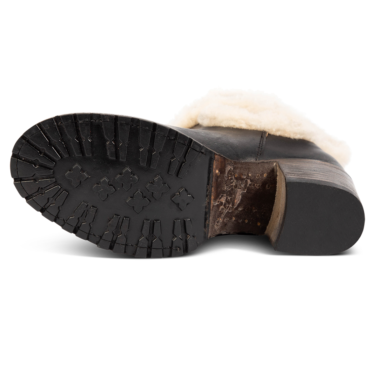 Rubber tread sole on FREEBIRD women's Neverland black leather bootie