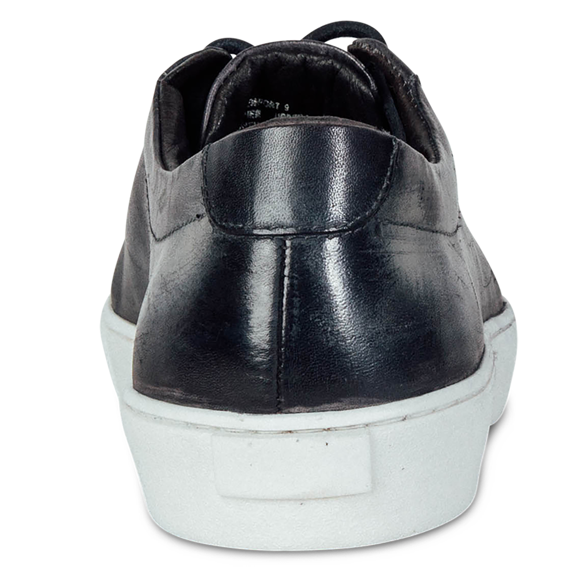 Back view showing heel of FREEBIRD men's Newport black leather sneaker