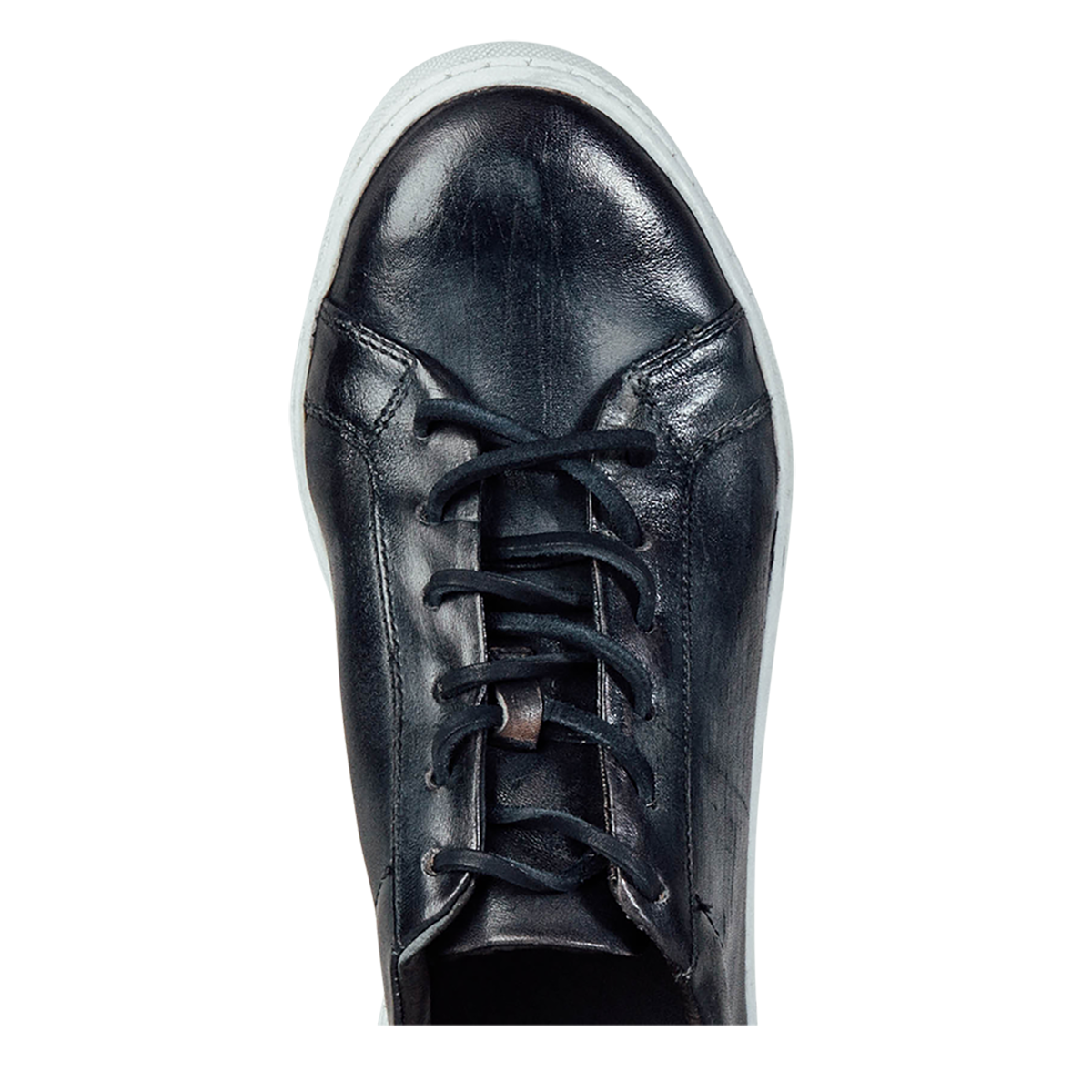Round toe and front leather lacing on FREEBIRD men's Newport black leather sneaker