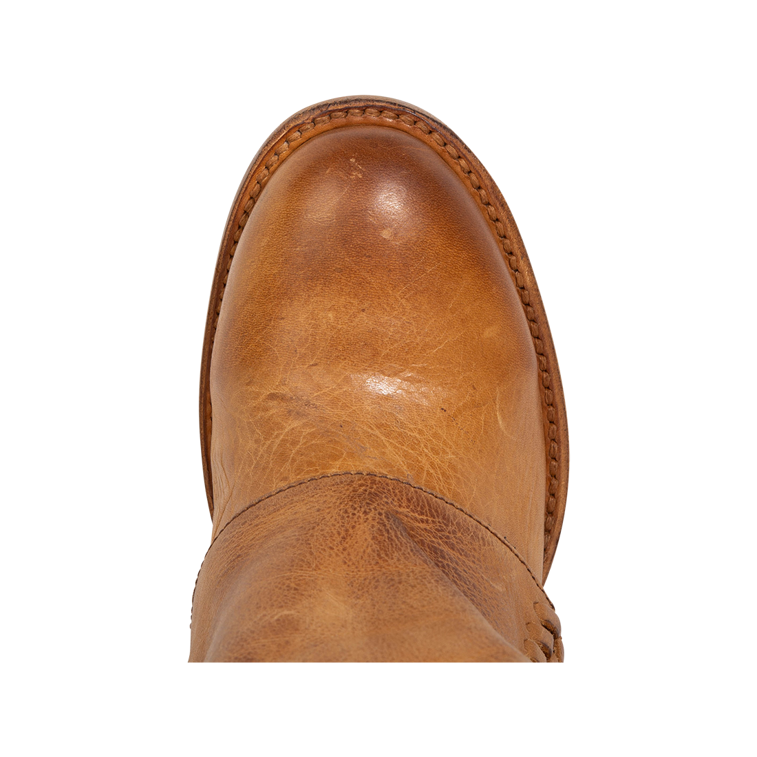 Top view showing round toe construction on FREEBIRD women's Nighthawk wheat boot