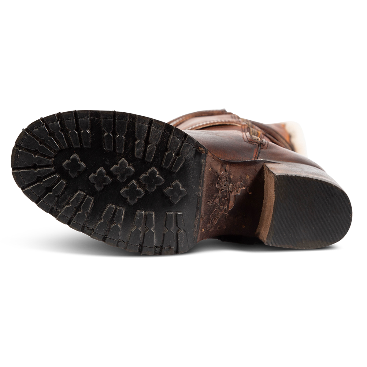 Rubber tread sole on FREEBIRD women's North tan leather boot 