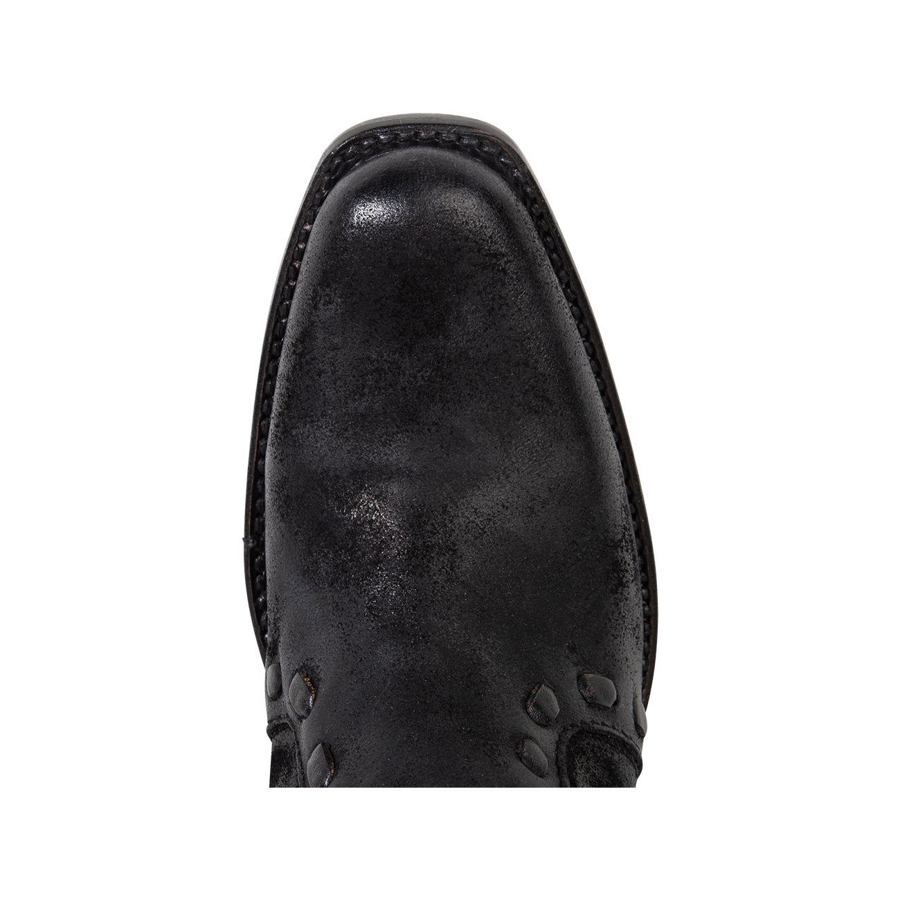 Top view showing narrow toe construction on FREEBIRD women's Paisley black suede boot