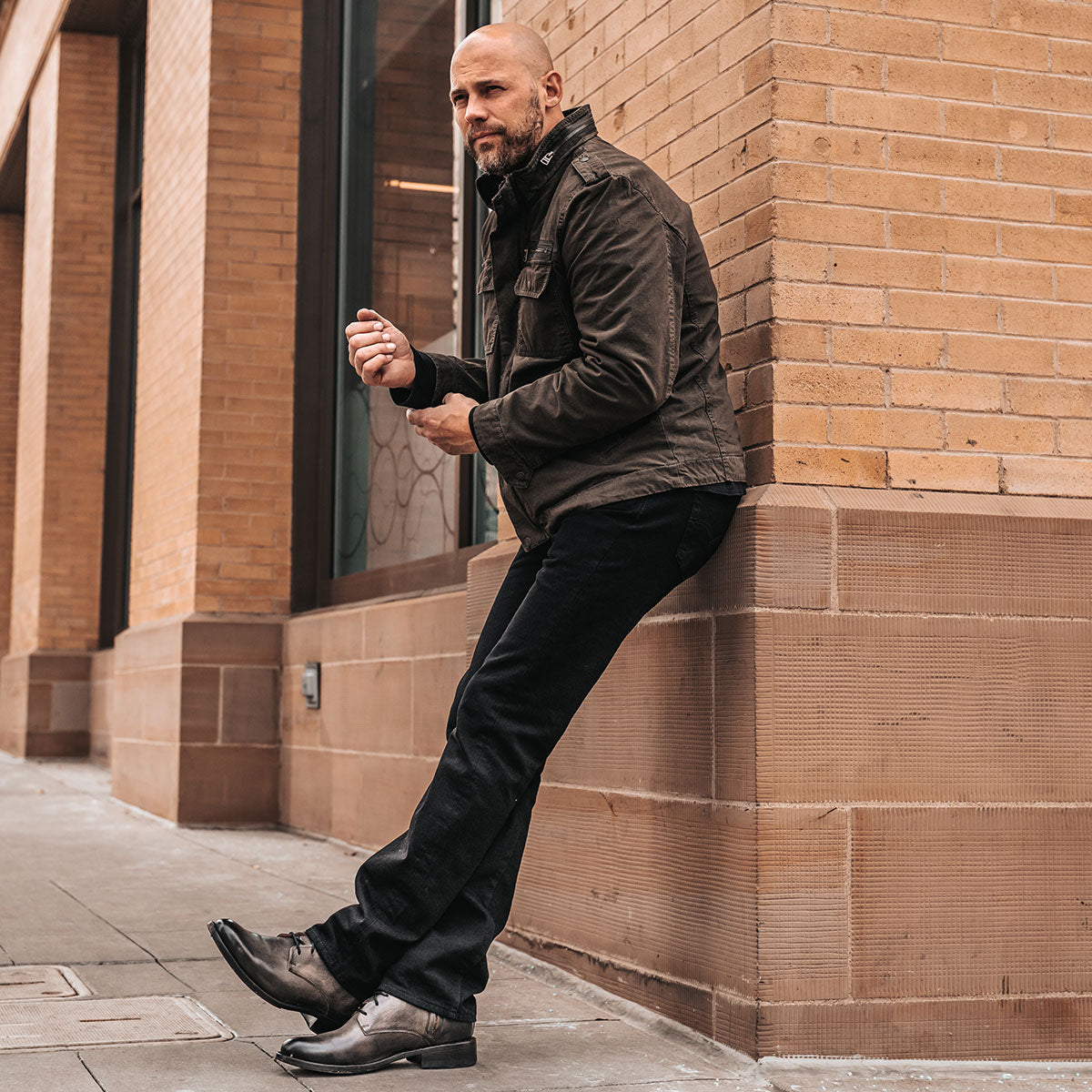 FREEBIRD men's Paxton black featuring an inside zip closure, leather zipper cover and lace up detailing lifestyle image