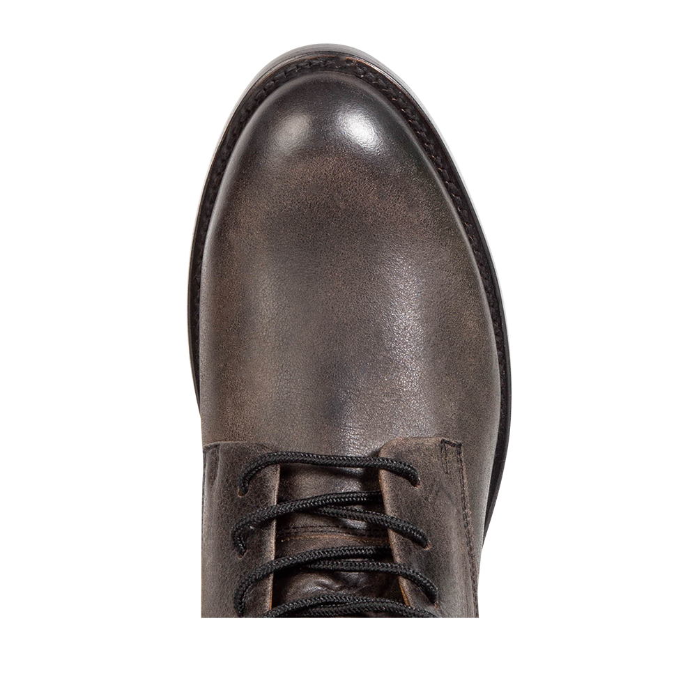 Top view showing almond toe on FREEBIRD men's Paxton black ankle boot