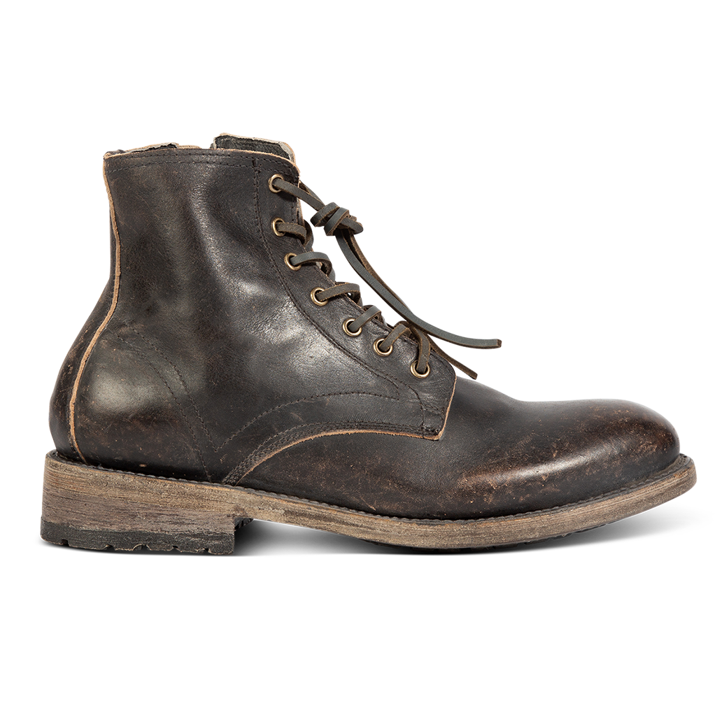 FREEBIRD men's Pendleton black leather inside zip low heel ankle boot with almond toe