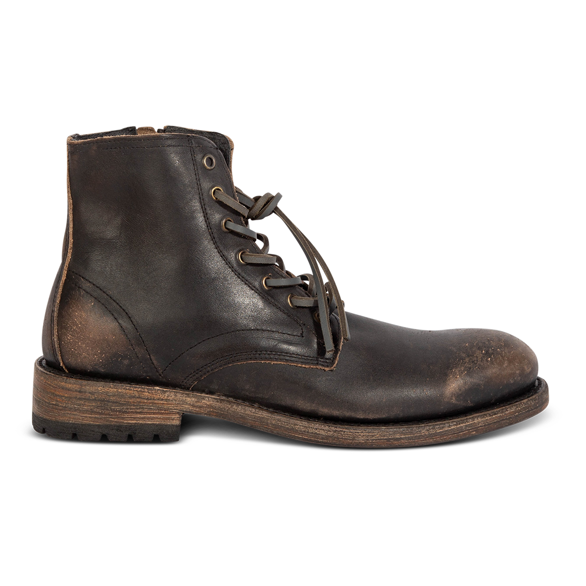 FREEBIRD men's Pendleton black leather inside zip low heel ankle boot with almond toe 