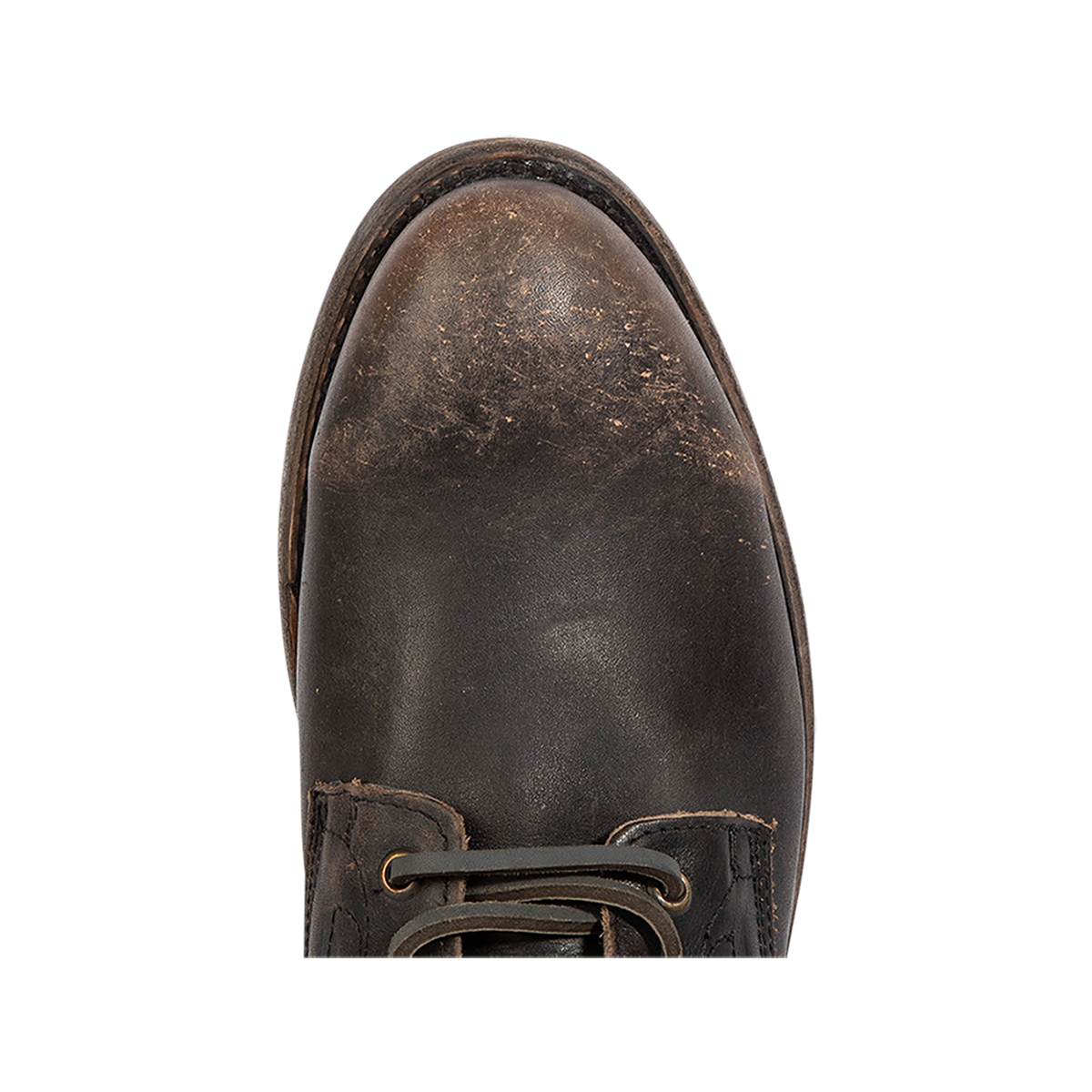 Top view showing FREEBIRD men's Pendleton black leather ankle boot 