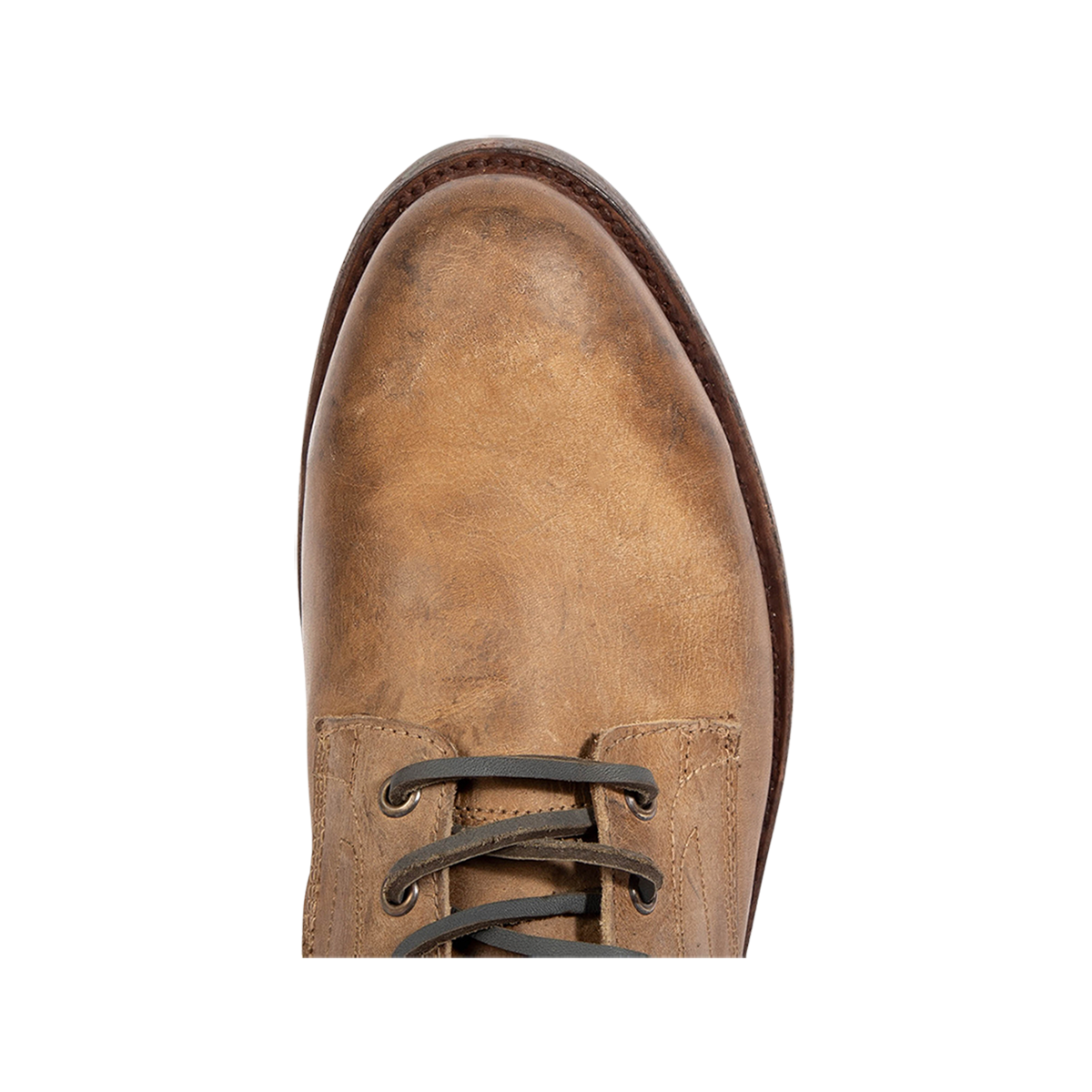 Top view showing FREEBIRD men's Pendleton tan leather ankle boot 