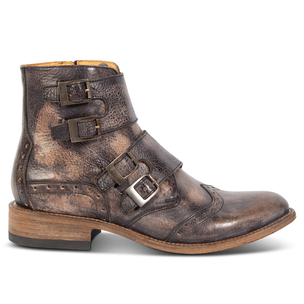 FREEBIRD men's Penn black dress boot with brogue detailing and decorative straps