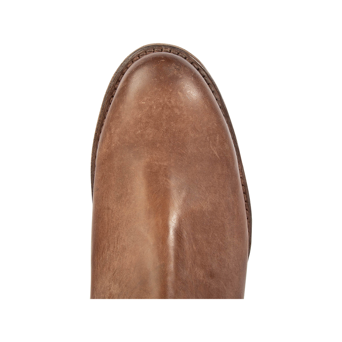 Top view showing almond toe on FREEBIRD men's Pueblo black tan boot
