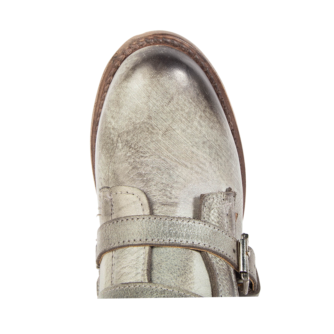 Top view showing almond toe on FREEBIRD women's Raine stone leather bootie