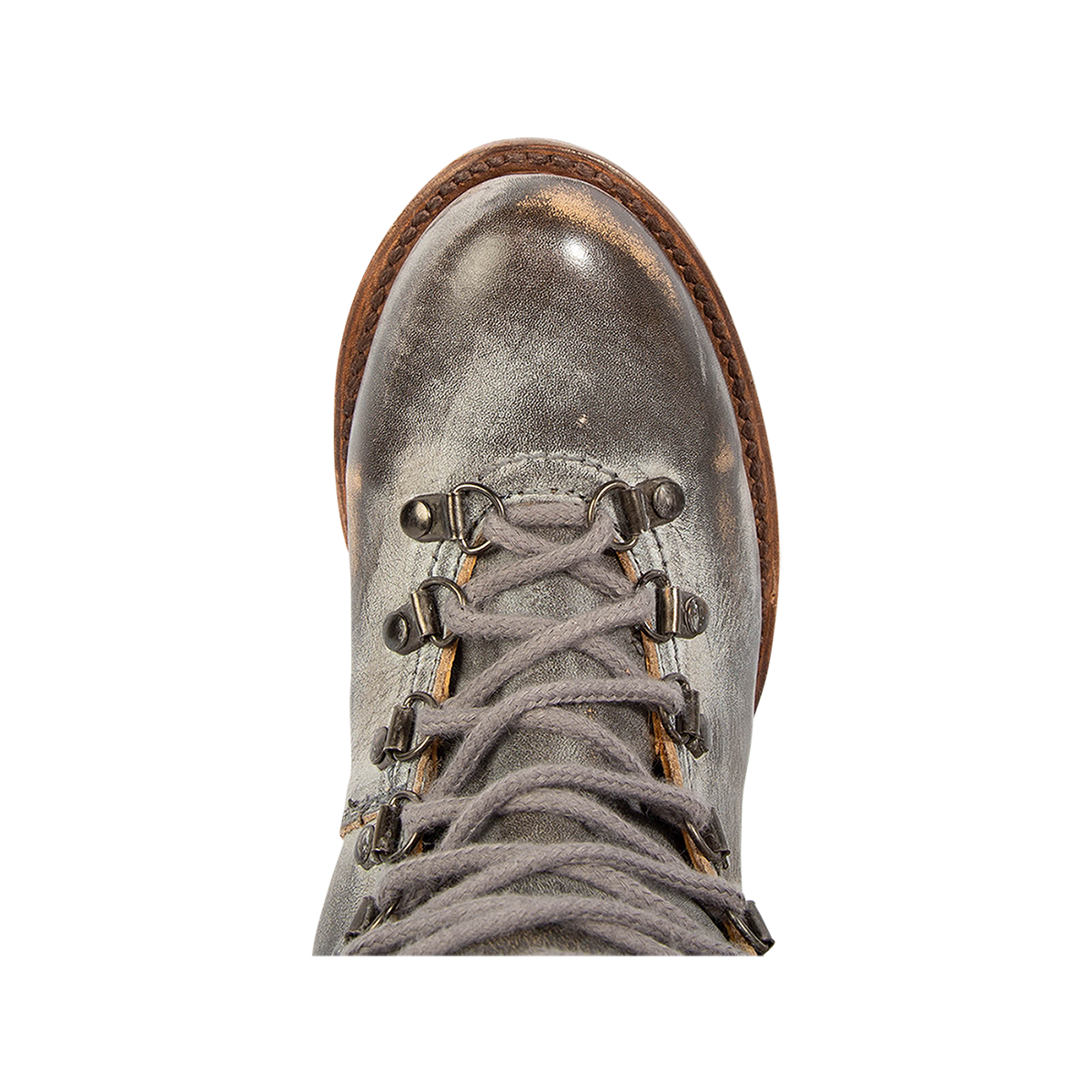 Top view showing lace up detailing and metal hardware on FREEBIRD women's Raphael ice boot