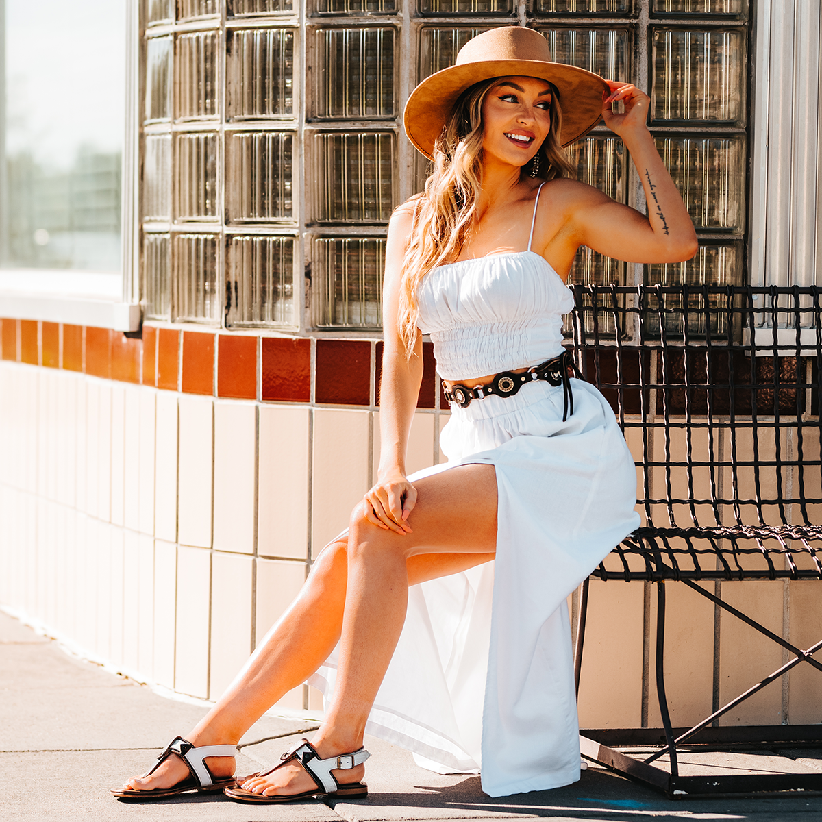 FREEBIRD women's Sedona white snake multi t-strap sandal featuring low heeled and adjustable buckle lifestyle