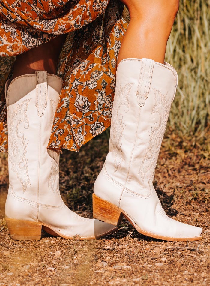 woodland womens exclusive western leather boot beige