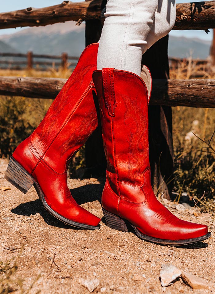 woodland woodland womens exclusive western leather boot red